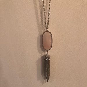 Kendra Scott Rayne Silver Necklace in Rose Quartz